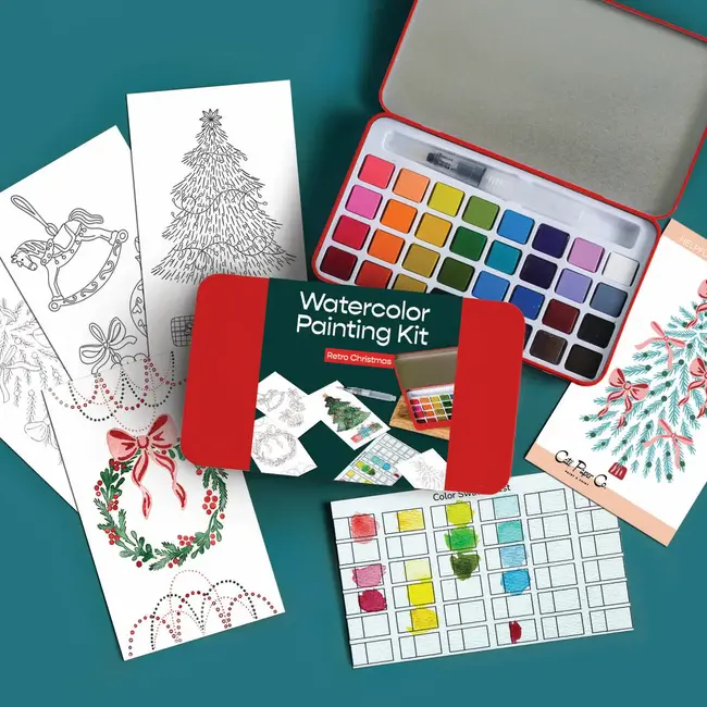 Retro Christmas Watercolor Painting Kit