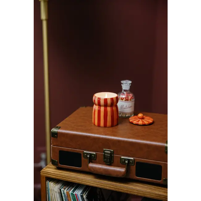 Spiced Apple Candle - Striped Cabana Red/Coral