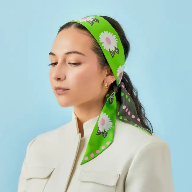 Twilly Ribbon Scarf - White Flower