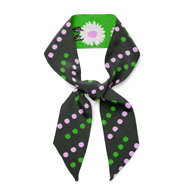 Twilly Ribbon Scarf - White Flower