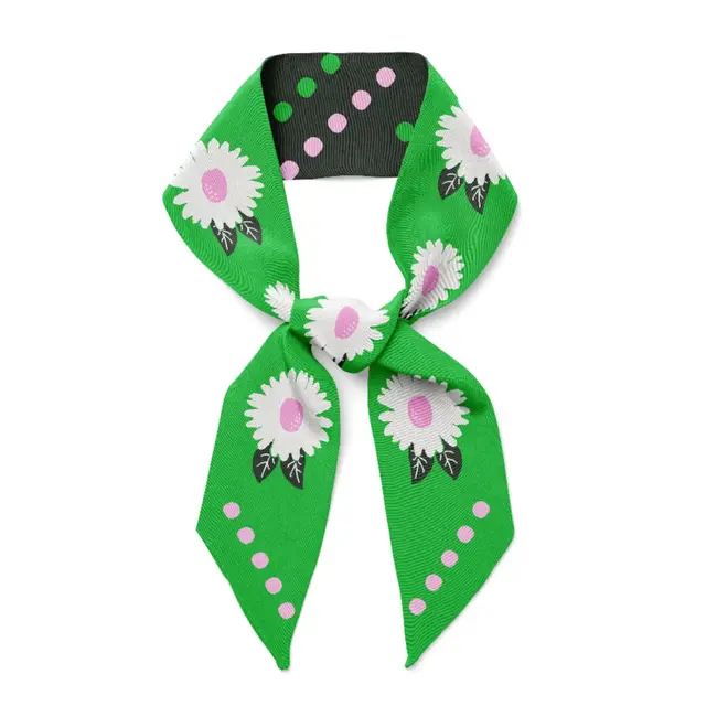 Twilly Ribbon Scarf - White Flower