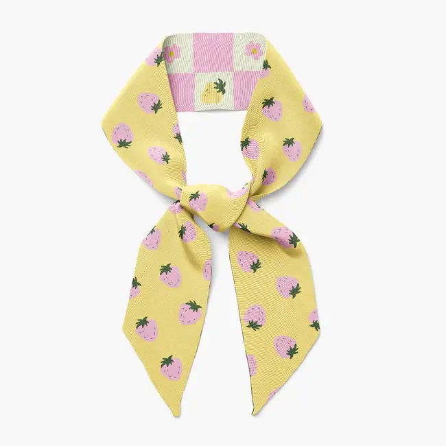 Twilly Ribbon Scarf - Strawberry Checkers
