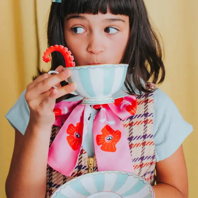 Twilly Ribbon Scarf - Poppy Polka Cat