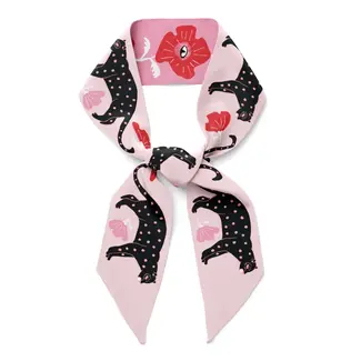 Twilly Ribbon Scarf - Poppy Polka Cat