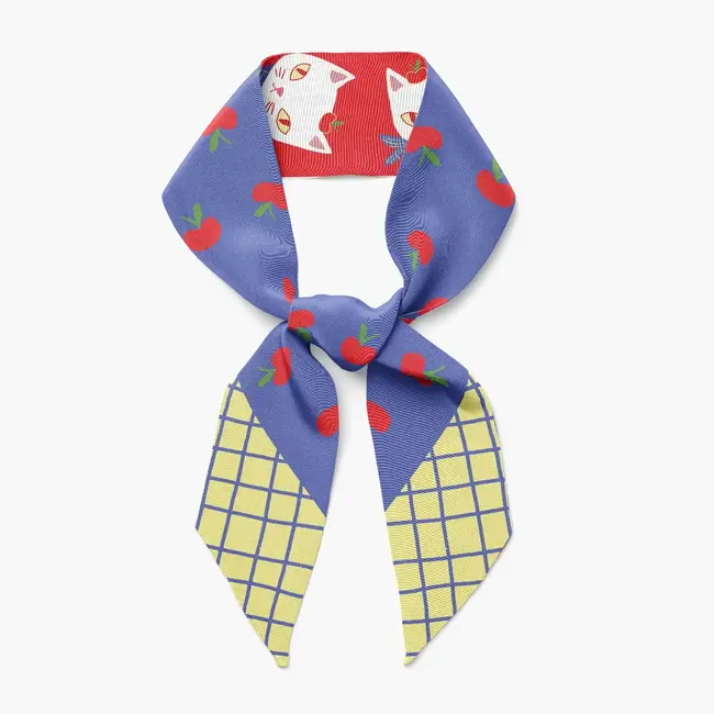 Twilly Ribbon Scarf - Apple Cat