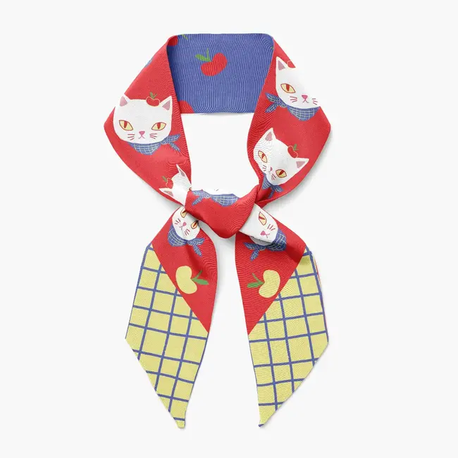 Twilly Ribbon Scarf - Apple Cat