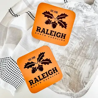 Mae Designs Raleigh NC Leather Coaster