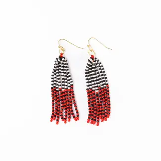 Gameday Tassel Earrings - Red + Black