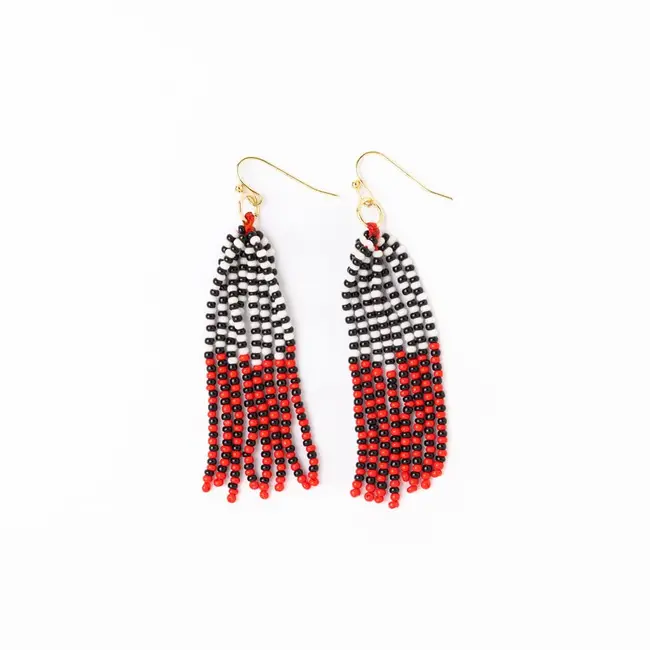 Gameday Tassel Earrings - Red + Black