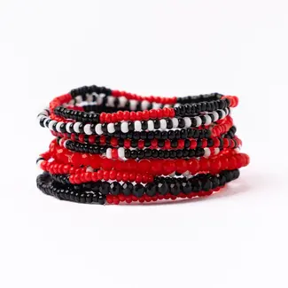 Gameday Stretch Bracelet Stack - Red + Black
