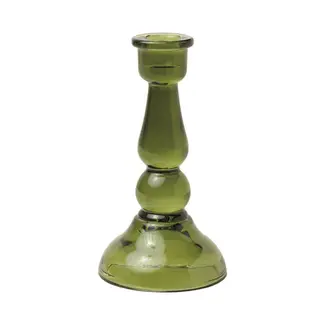 Green Tall Glass Taper Holder