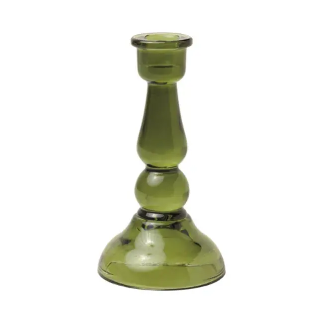 Green Tall Glass Taper Holder