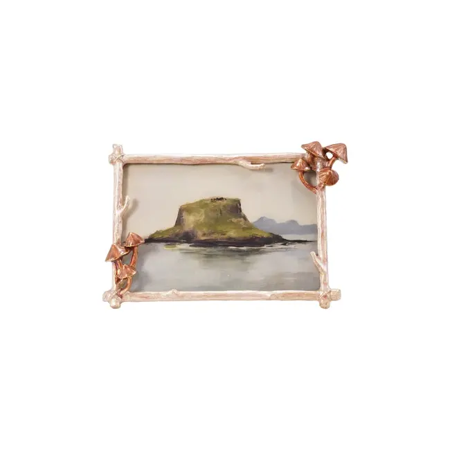 Enameled Metal Frame Mushroom 4x6"