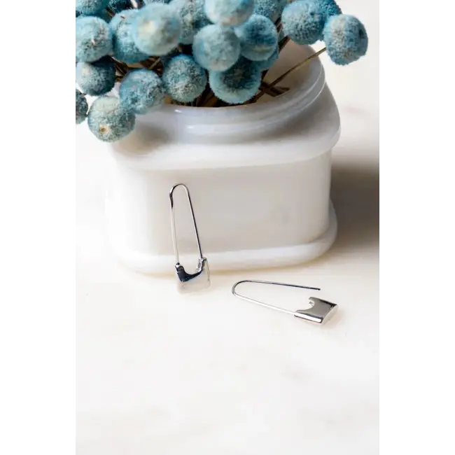 Sid Safety Pin Earrings - Silver Plated