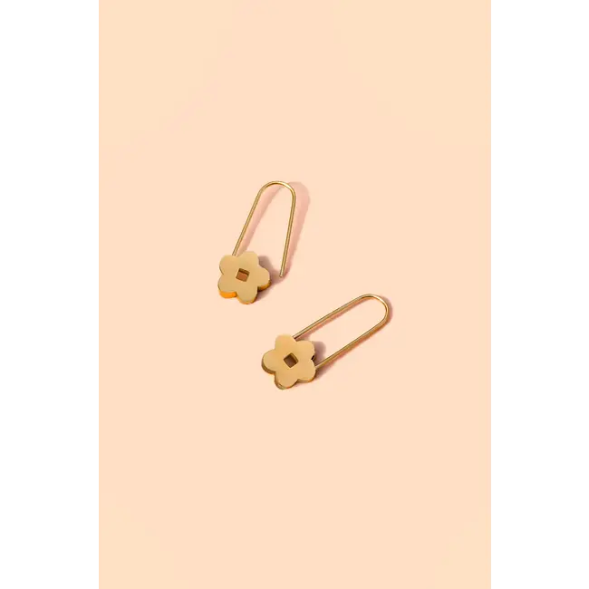 Blossom Pin Hoops - 18K Gold Plated