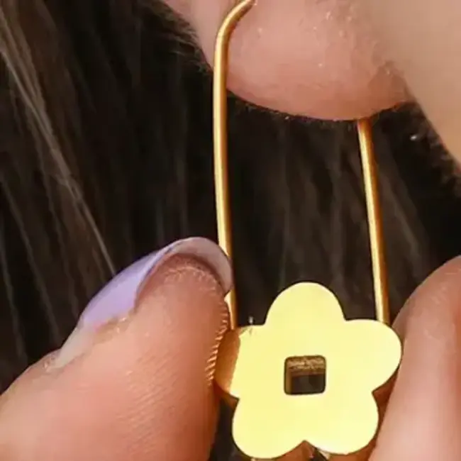 Blossom Pin Hoops - 18K Gold Plated