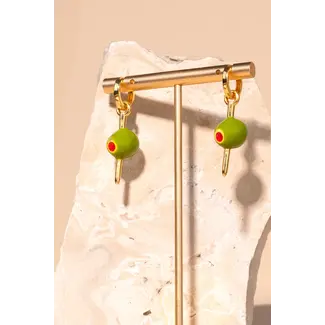 Make it Dirty Olive Earrings - 18K Gold Plated