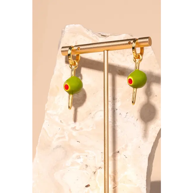 Make it Dirty Olive Earrings - 18K Gold Plated