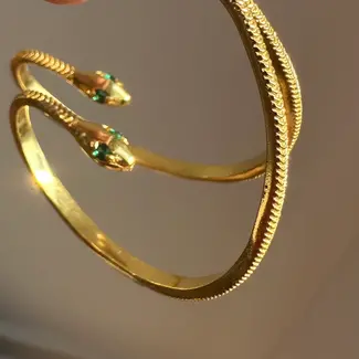 Green Zircon Snake Hoop Earrings