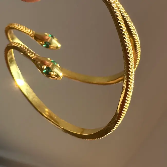 Green Zircon Snake Hoop Earrings