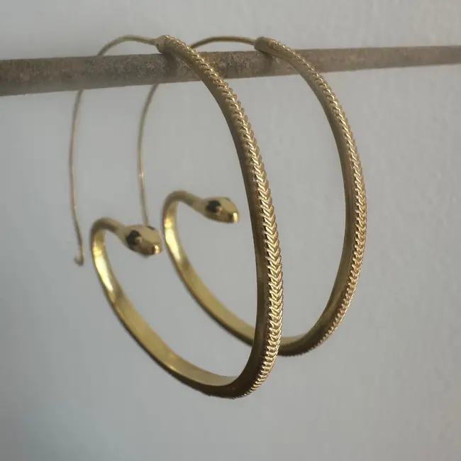 Black Zircon Snake Hoop Earrings