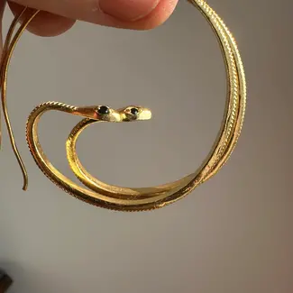 Black Zircon Snake Hoop Earrings