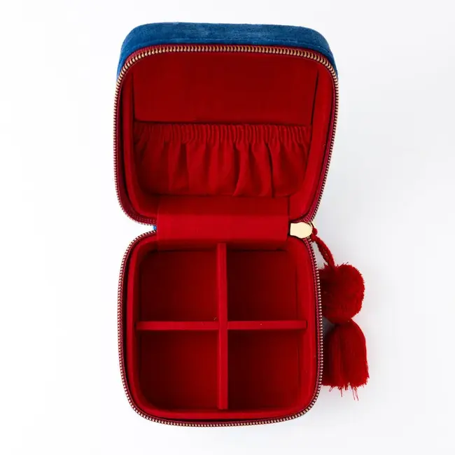 Ariel Bow Velvet Jewelry Box  - Light Blue