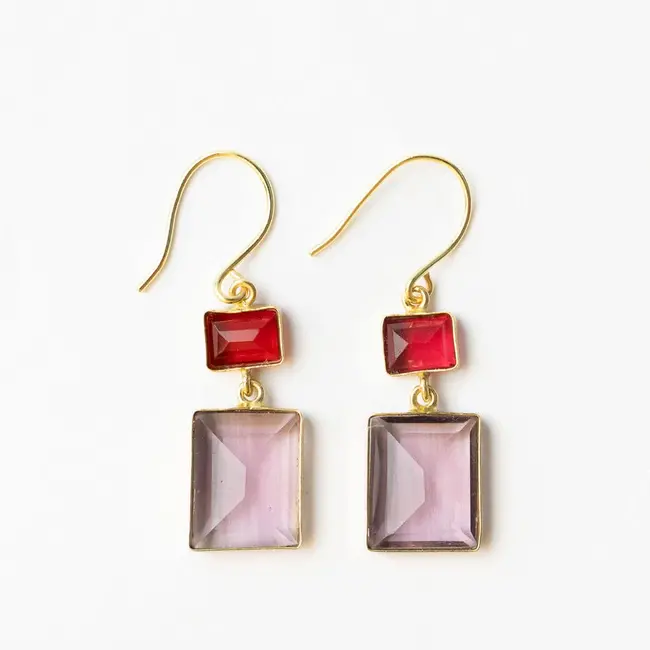 Veronica Two-Tone Glass Dangle Earrings