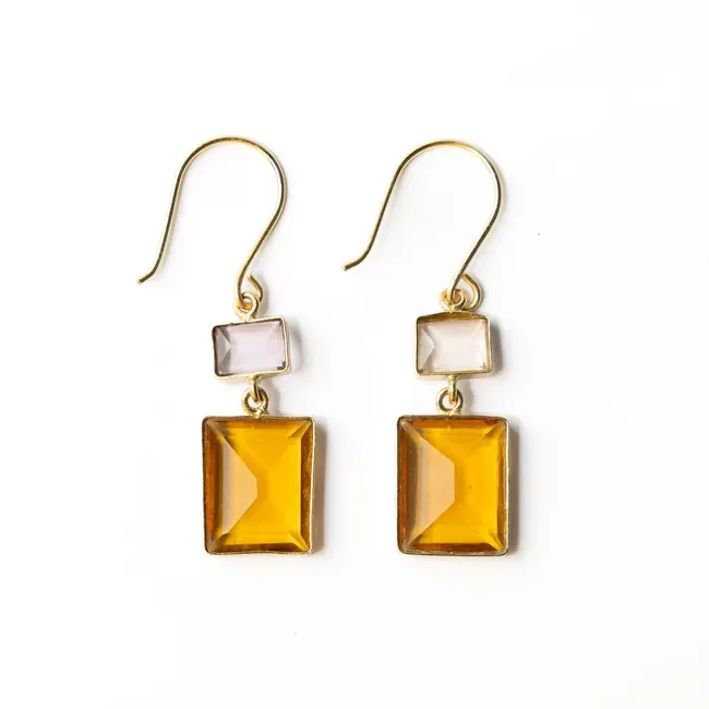 Veronica Two-Tone Glass Dangle Earrings