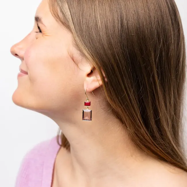 Veronica Two-Tone Glass Dangle Earrings