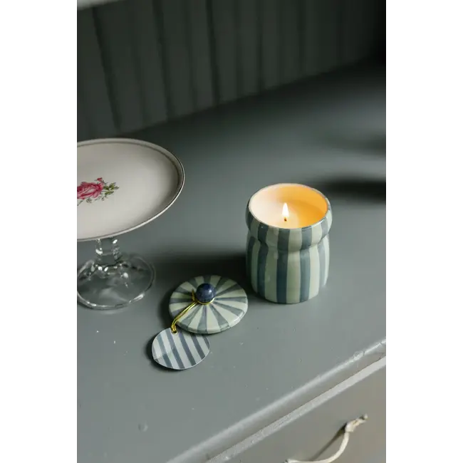 Striped Cabana Candle - Warm Cider (Blue/Navy)