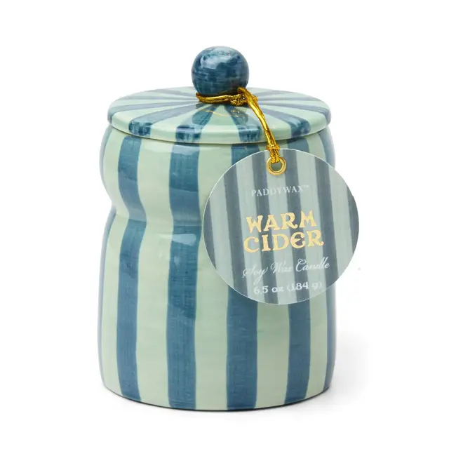 Striped Cabana Candle - Warm Cider (Blue/Navy)