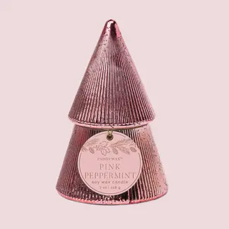Pink Ribbed Mercury Tree Candle - Pink Peppermint