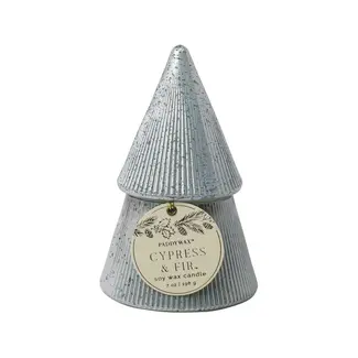 Silver Ribbed Mercury Tree Candle - Cypress & Fir