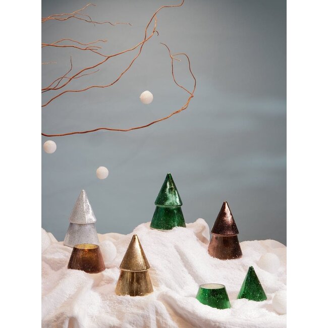 Green Ribbed Mercury Tree Candle - Cyprus & Fir