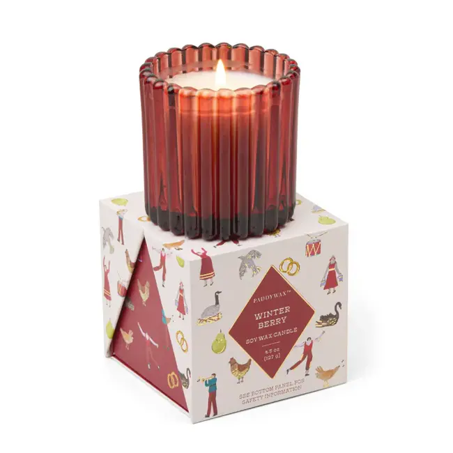 Red Glass in Holiday Merry Box - Winter Berry Candle