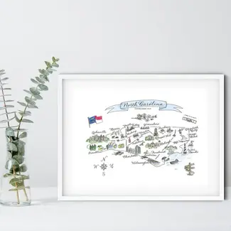 The Write Occasion Calligraphy North Carolina Matted Print - 11x14