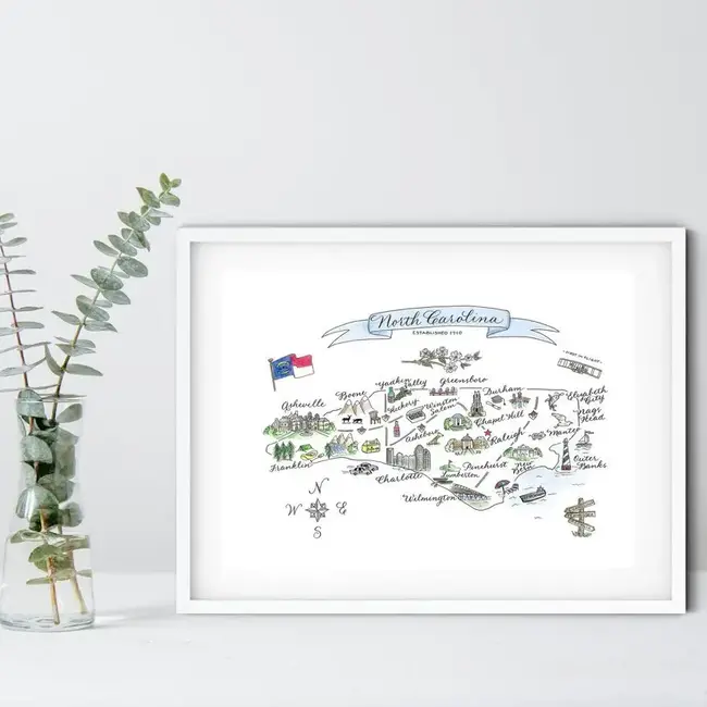 The Write Occasion Calligraphy North Carolina Matted Print - 11x14