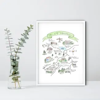 The Write Occasion Calligraphy NC Mountains Matted Print - 11x14