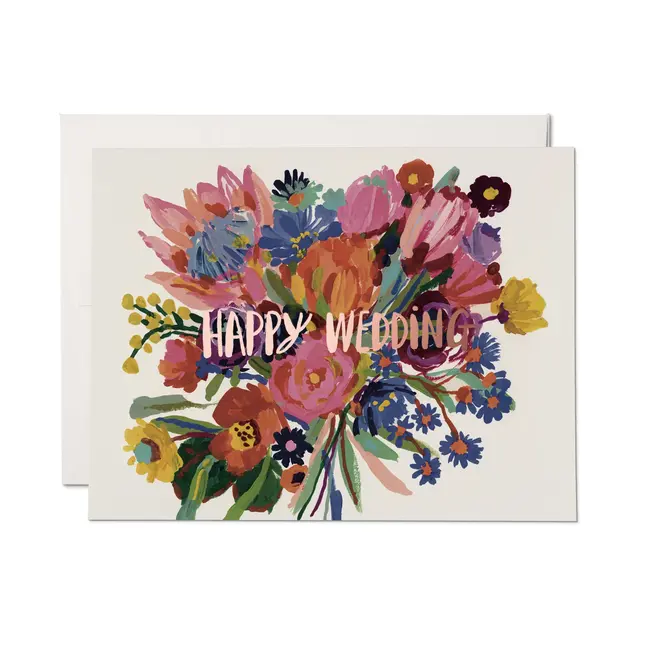 Happy Wedding Flowers Foil Card