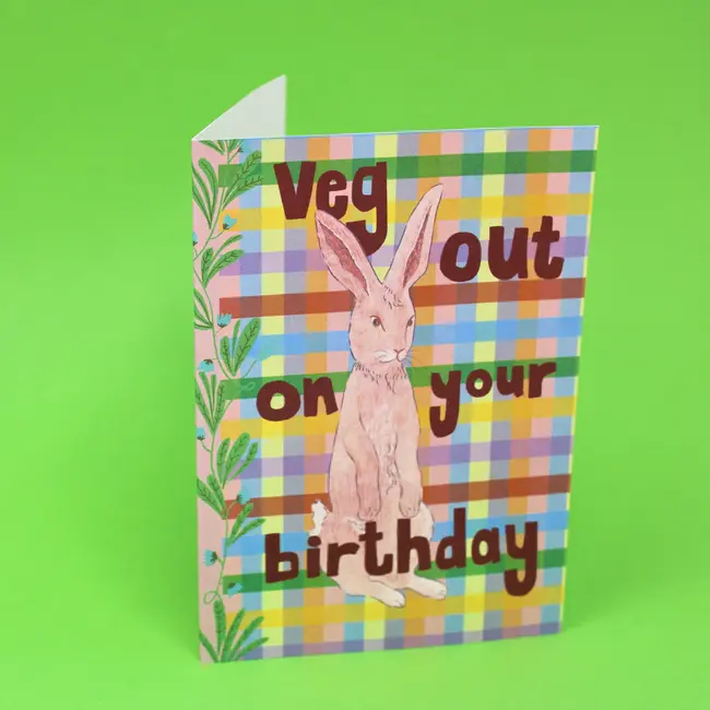 Veg Out Bunny Happy Birthday Card