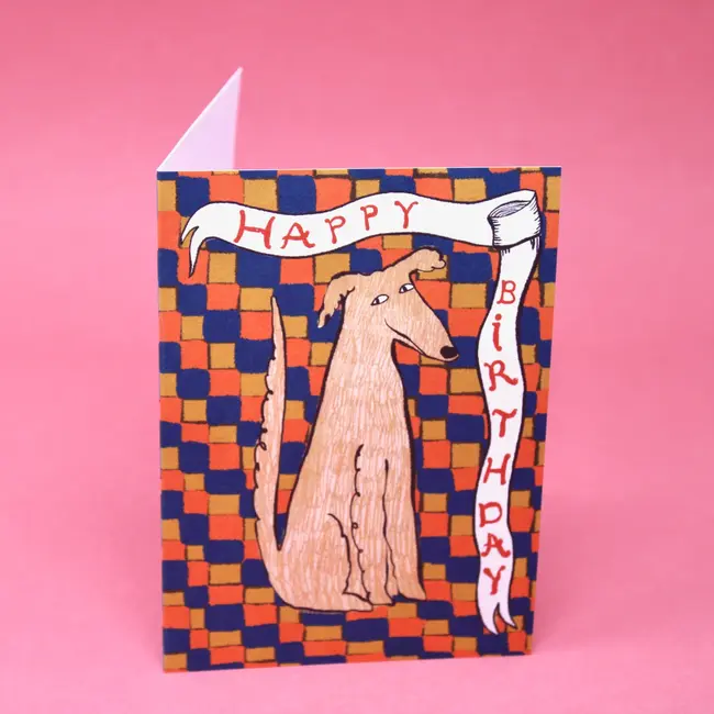 Happy Birthday Checkerboard Dog Card