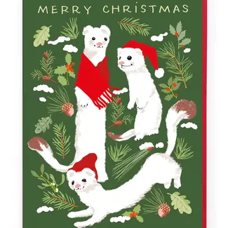 White Ferrets Xmas Card