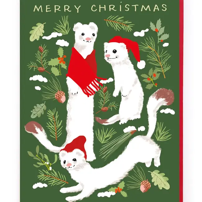 White Ferrets Xmas Card