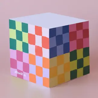 Rainbow Check Sticky Note Cube