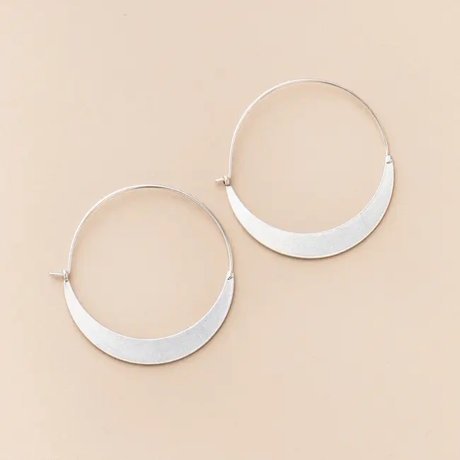 Refined Earrings Crescent Hoop - Silver
