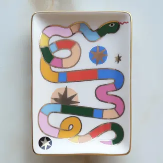 Rainbow Snake Porcelain Trinket Dish