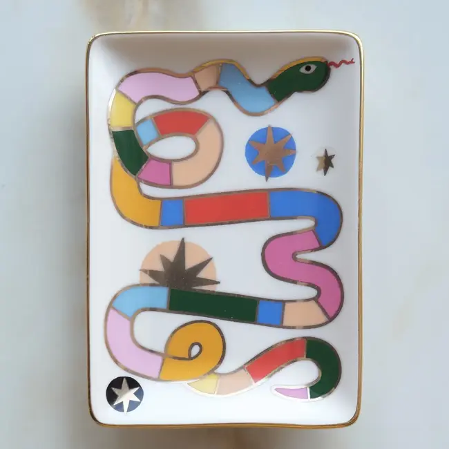 Rainbow Snake Porcelain Trinket Dish