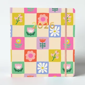 2026 Hard Cover Floral Checks Planner