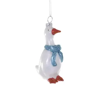Country Goose Glass Ornament